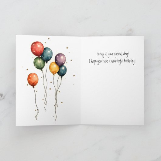 Quirky Blue Bird Cute Happy Birthday Greeting カード (内部)