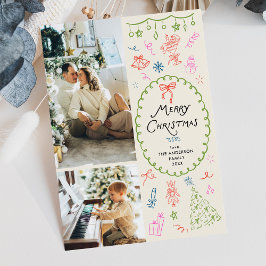 Quirky Boho Hand Drawn Merry Christmas 2 Photo  シーズンカード