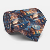 Quirky Brown and Blue Gingerbread House Pattern ネクタイ (ロール)