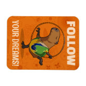Quirky Capybara Follow Your Dreams! Motivational マグネット (横)