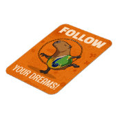 Quirky Capybara Follow Your Dreams! Motivational マグネット (左側)