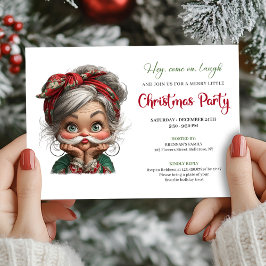 Quirky Cartoon Granny Happy Xmas Event Invitation 招待状
