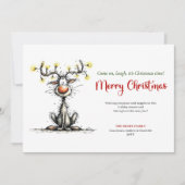 Quirky cartoon reindeer Christmas greeting card シーズンカード (正面)