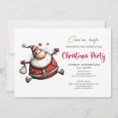 Quirky cartoon Santa Christmas party invitation 招待状 (正面)