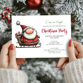 Quirky Cartoon Santa Claus Festive Party Invites 招待状