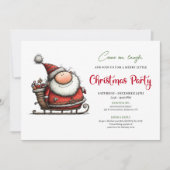 Quirky Cartoon Santa Claus Festive Party Invites 招待状 (正面)