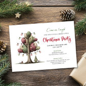 Quirky cartoon tree Christmas party invitation 招待状