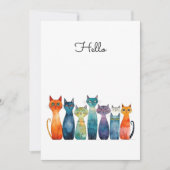 Quirky Cats Hello Custamizable Flat カード (正面)