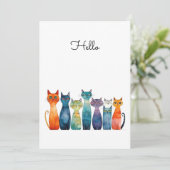 Quirky Cats Hello Custamizable Flat カード (スタンド正面)
