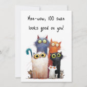 Quirky Cats with Big Eyes 100th Birthday Flat カード (正面)
