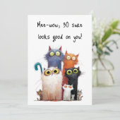 Quirky Cats with Big Eyes 30th Birthday Flat カード (スタンド正面)