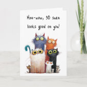 Quirky Cats with Big Eyes 30th Birthday Greeting カード (正面)