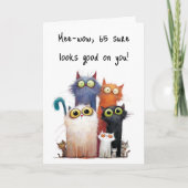 Quirky Cats with Big Eyes 65th Birthday Greeting カード (正面)
