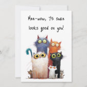 Quirky Cats with Big Eyes 75th Birthday Flat カード (正面)