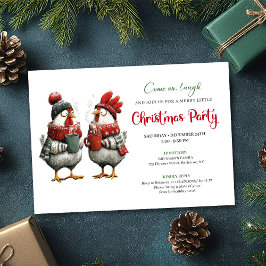 Quirky Chickens Festive Editable Christmas Invite 招待状