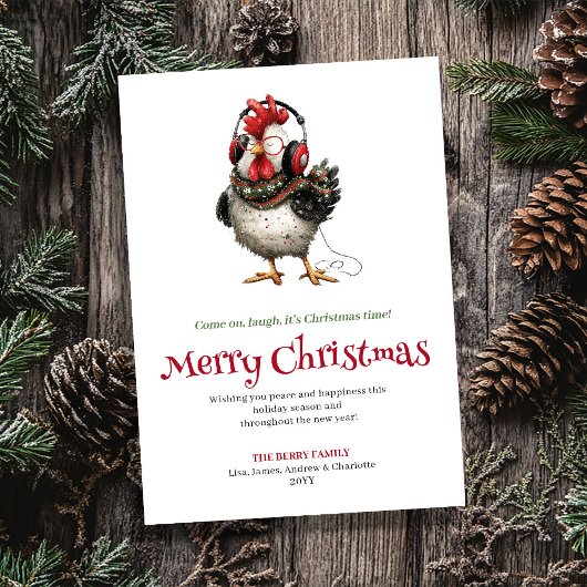 Quirky Chickens Holiday Greeting Card Printable シーズンカード