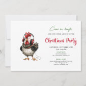 Quirky Chickens Red Green Holiday Party Invitation 招待状 (正面)