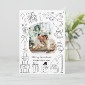 Quirky Christmas 5 Photo Hand drawn Doodle シーズンカード (スタンド正面)