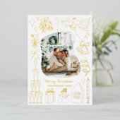 Quirky Christmas 5 Photo Hand drawn Doodle 箔シーズンカード (立ち正面)