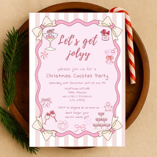Quirky Christmas Cocktail Party Invitation Doodle 招待状