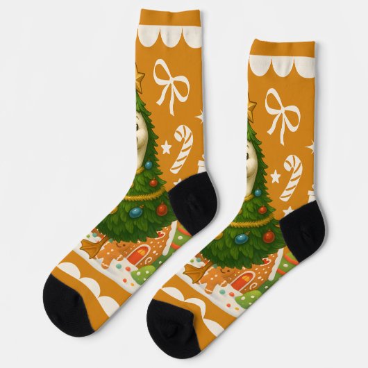 Quirky Christmas Goose Tree | Funny Holiday ソックス (左)