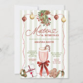 Quirky Christmas Mistletoe and Mimosas 招待状 (正面)
