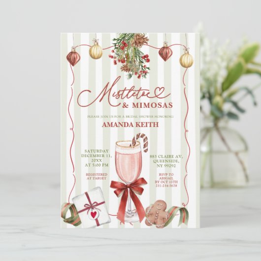 Quirky Christmas Mistletoe and Mimosas 招待状 (スタンド正面)