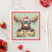 Quirky Christmas Moose スタンダードランチョンナプキン (インサイチュ)