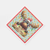 Quirky Christmas Moose スタンダードランチョンナプキン (角)