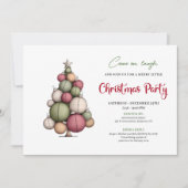 Quirky Christmas Tree Watercolor Holiday Invite 招待状 (正面)
