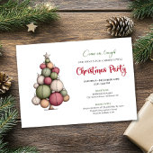 Quirky Christmas Tree Watercolor Holiday Invite 招待状