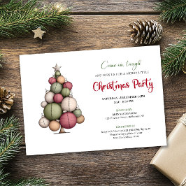 Quirky Christmas Tree Watercolor Holiday Invite 招待状