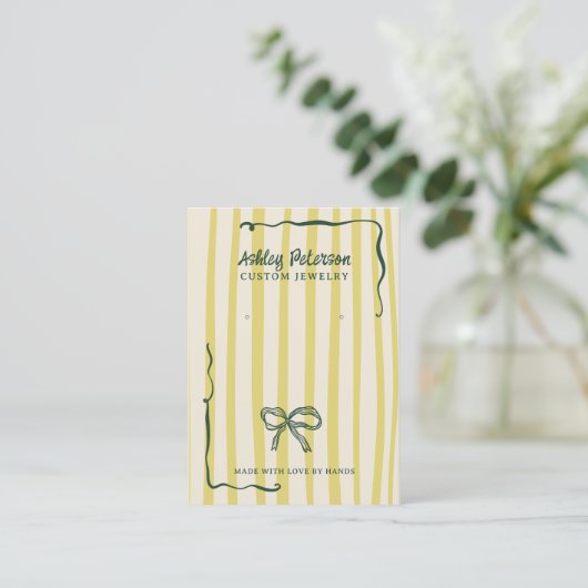 Quirky Citrus Hand-Drawn Bow Jewelry Earring 名刺 (スタンド正面)