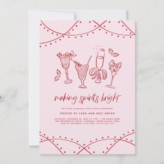 Quirky Cocktail Christmas Party Invitation 招待状 (正面)