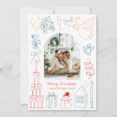 Quirky Colorful Christmas Arch Photo Doodle  シーズンカード (正面)