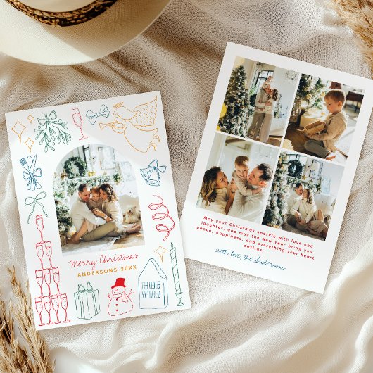 Quirky Colorful Christmas Arch Photo Doodle  シーズンカード