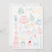 Quirky Colorful Christmas Cocktail Party Doodle 招待状 (裏面)