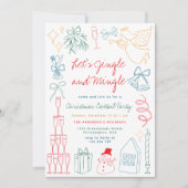 Quirky Colorful Jingle Mingle Cocktail Christmas 招待状 (正面)