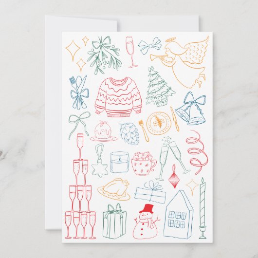 Quirky Colorful Jingle Mingle Cocktail Christmas 招待状 (裏面)