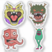 Quirky Colorful Retro Monster Character シール (正面)