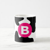 Quirky Cow Patch Pattern Pink Monogram コーヒーマグカップ (中央)