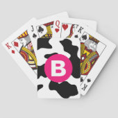 Quirky Cow Patch Pattern Pink Monogram トランプ (裏面)