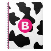 Quirky Cow Patch Pattern Pink Monogram ノートブック (正面)