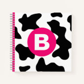 Quirky Cow Patch Pattern Pink Monogram ノートブック (正面)