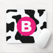 Quirky Cow Patch Pattern Pink Monogram マウスパッド (マウス)