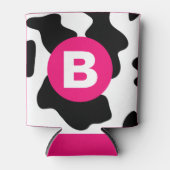Quirky Cow Patch Pattern Pink Monogram 缶クーラー (正面)