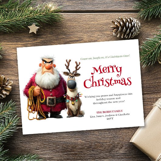 Quirky cranky Claus custom editable Christmas card シーズンカード