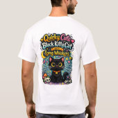 Quirky Cute Black Kitty Cat with Long Whiskers Tシャツ (裏面)