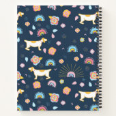 Quirky Cute Dog Rainbow Pattern Blue Personalised ノートブック (裏面)
