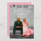 Quirky Cute Retro Movie Poster Photo Wedding 招待状 (正面/裏面)